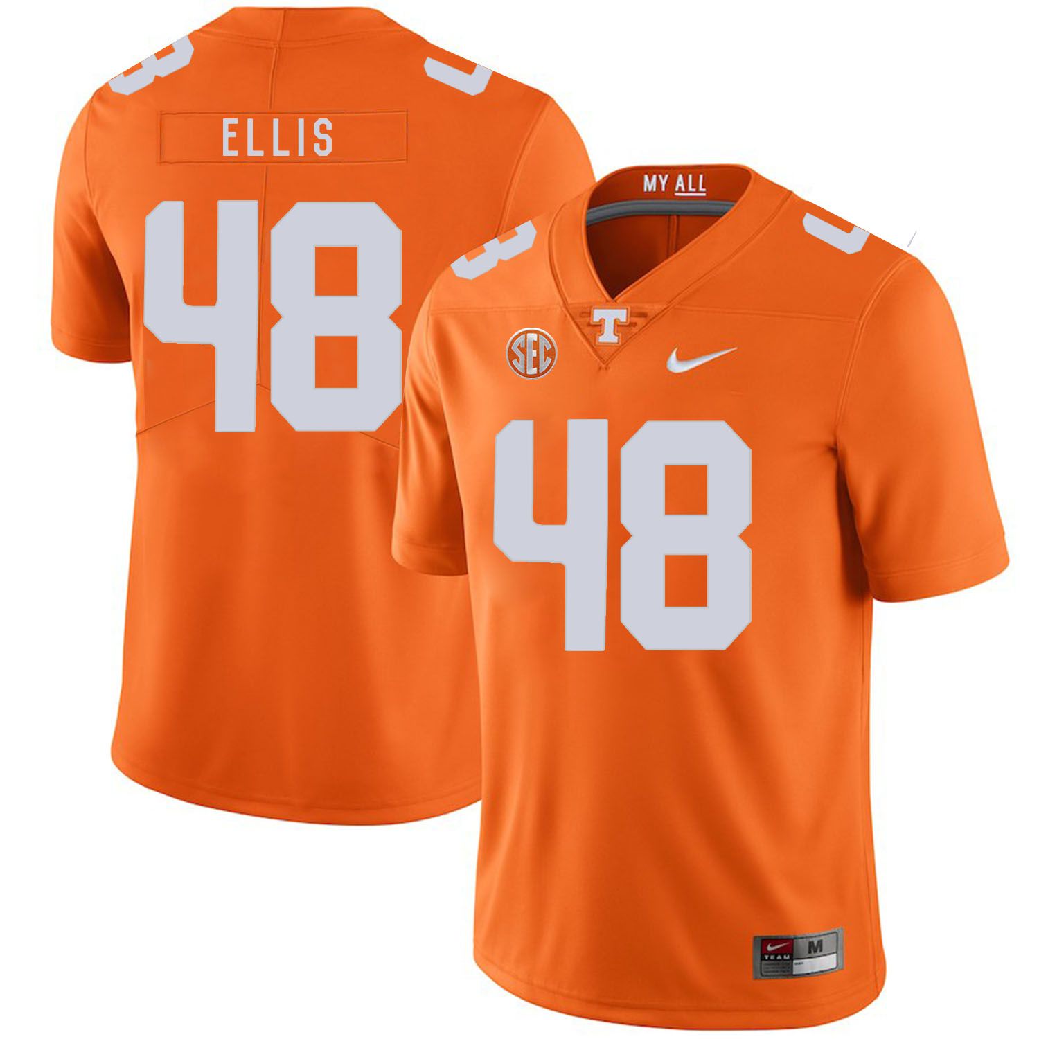 Men Tennessee Volunteers #48 Ellis Orange Customized NCAA Jerseys